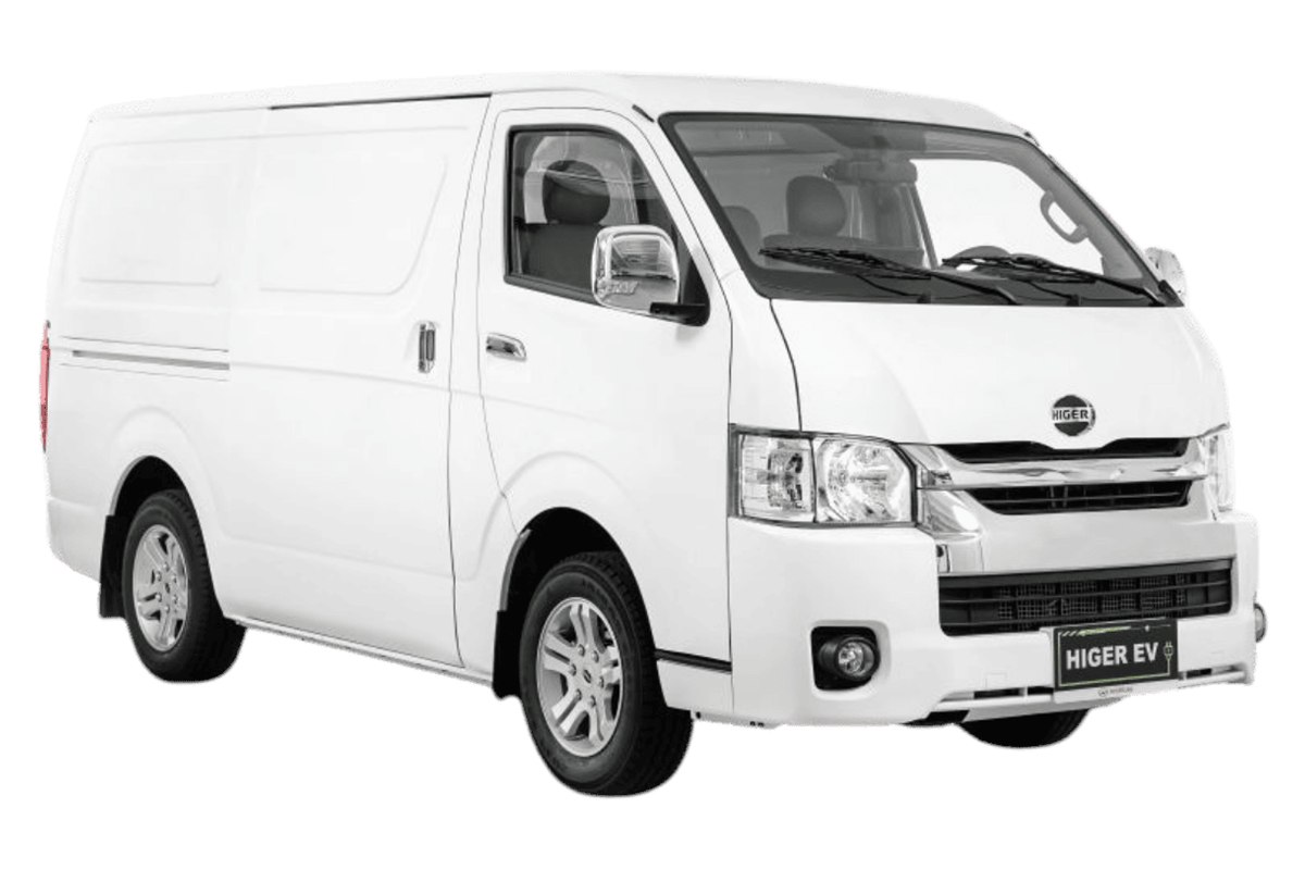 Higer EV H5F Cargo Van front three-quarter view