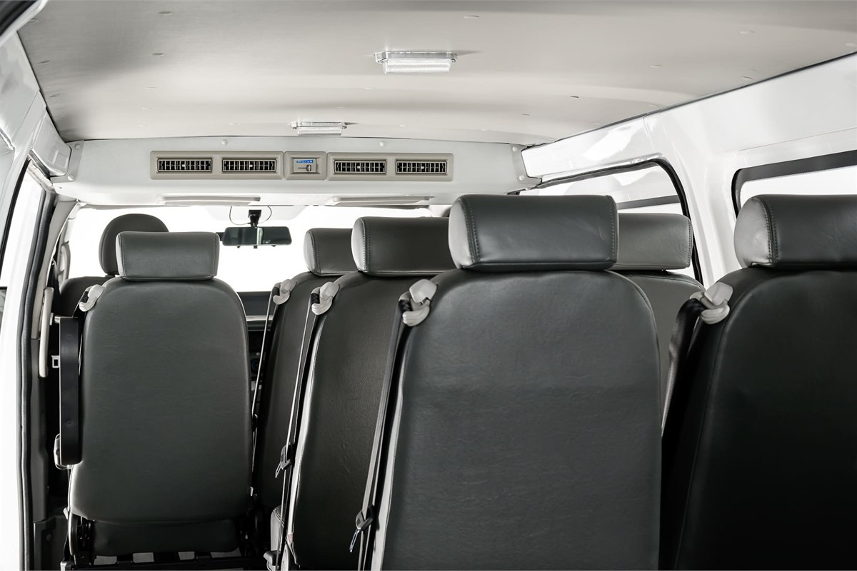 Higer EV H5F Mini Bus cabin with roof air-conditioning