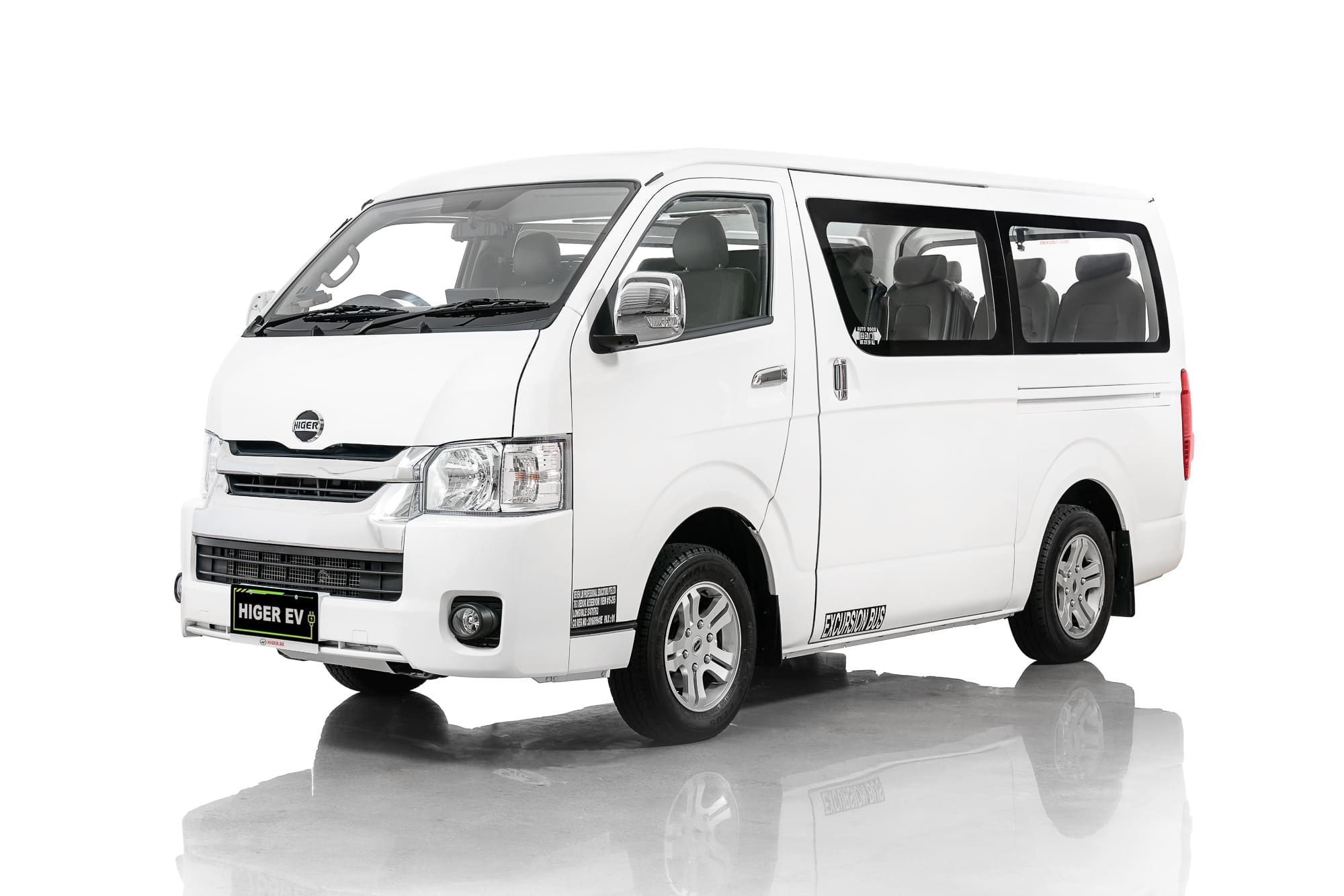 Higer EV H5F Mini Bus with the passenger door open