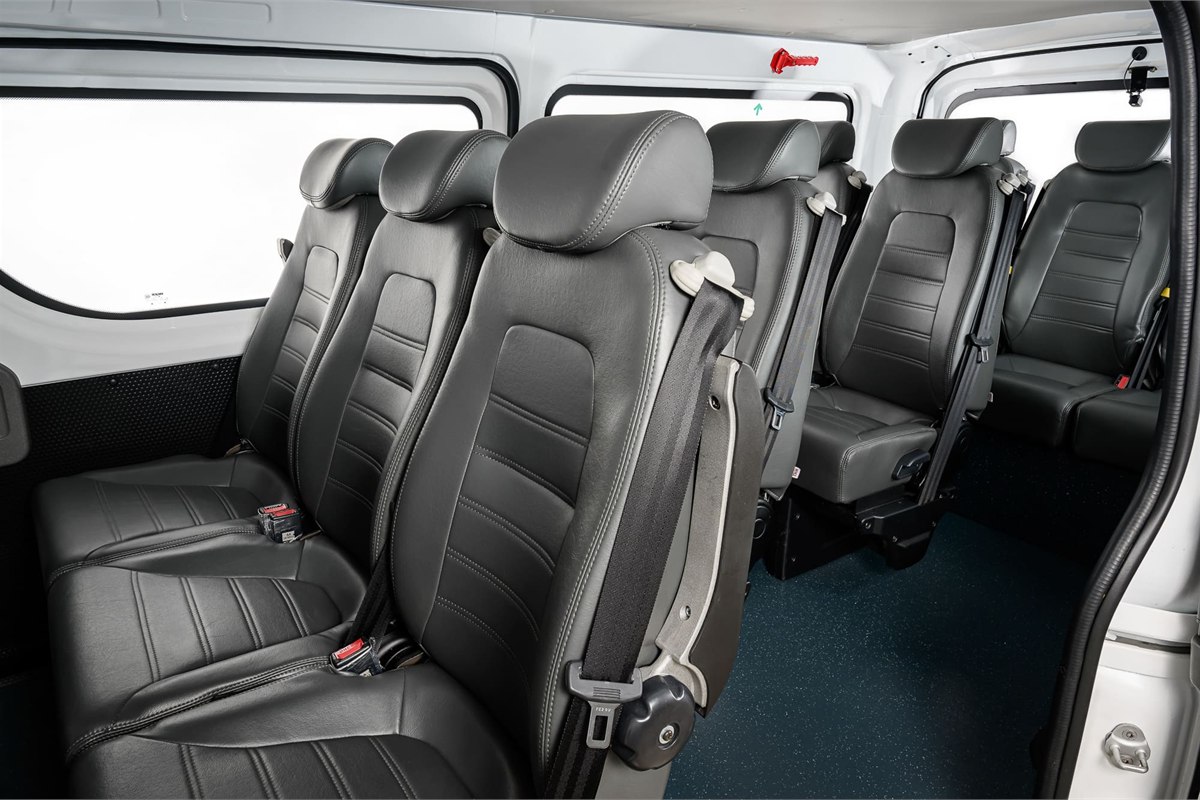 Higer EV H5F Mini Bus individual seats with headrests and belts
