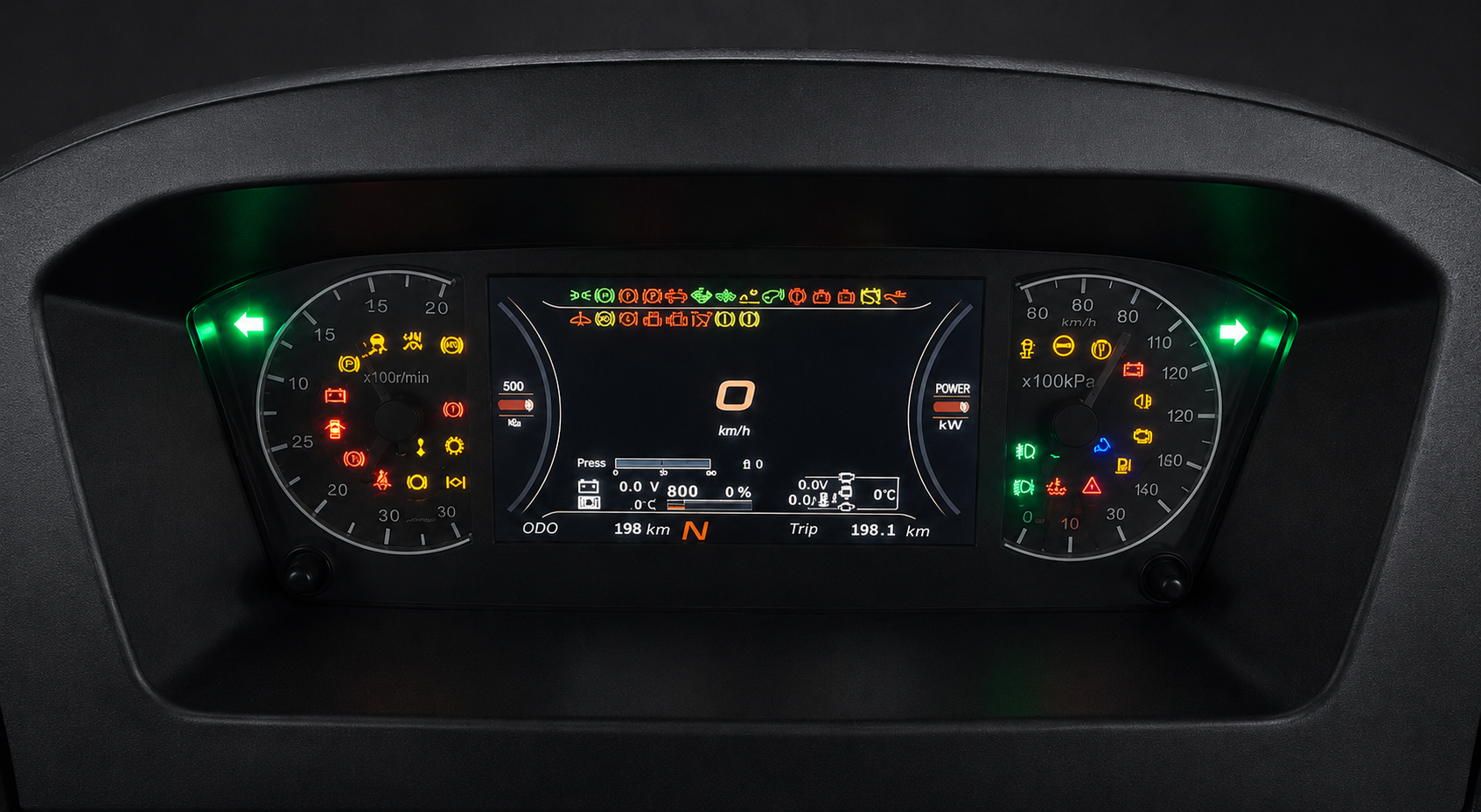 Higer EV H6T 14 ft Truck instrument cluster and driver display