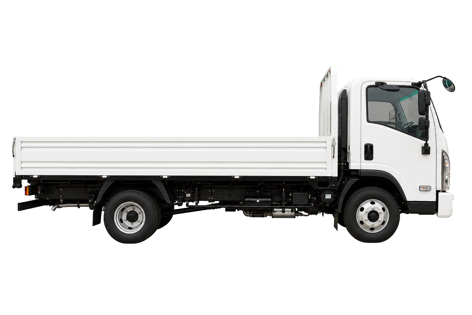 Higer EV H6T 14 ft Truck side profile showing the full-length drop-side deck
