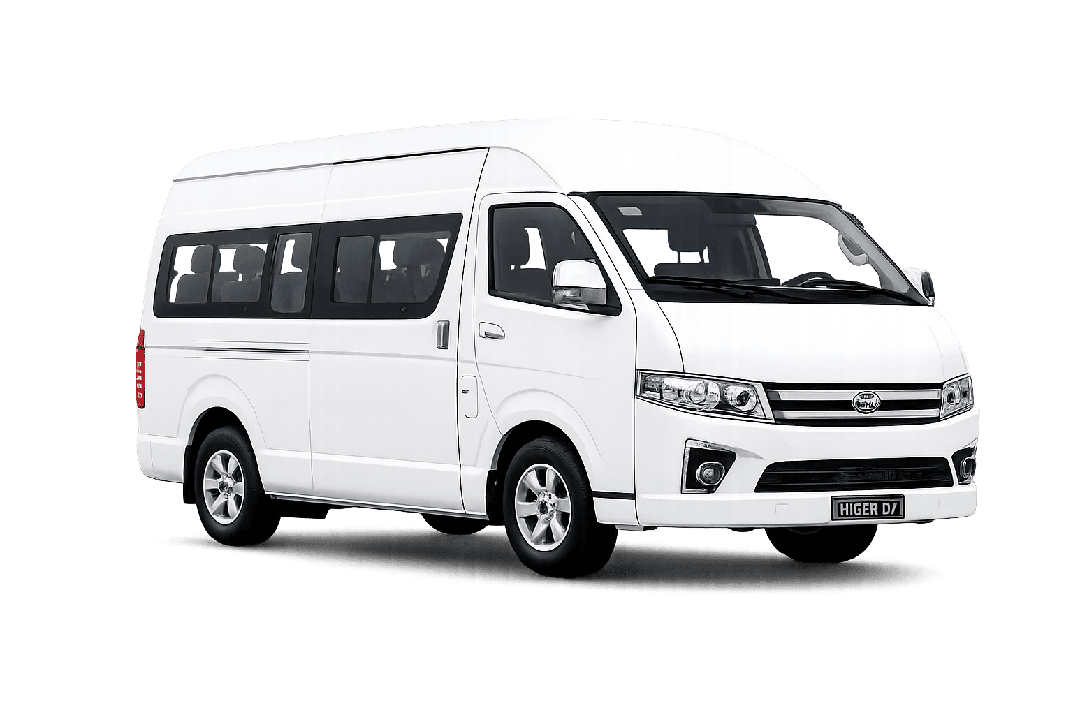 Higer EV H5C mini bus parked on a trail